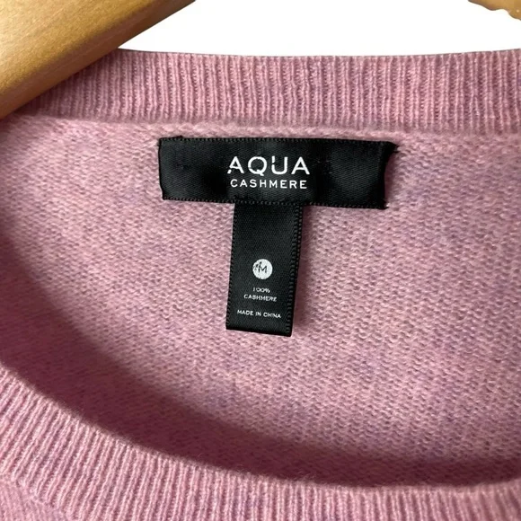 Aqua Cashmere Balloon Sleeve Sweater Button Cuffs Pink Size Medium - Picture 4 of 4